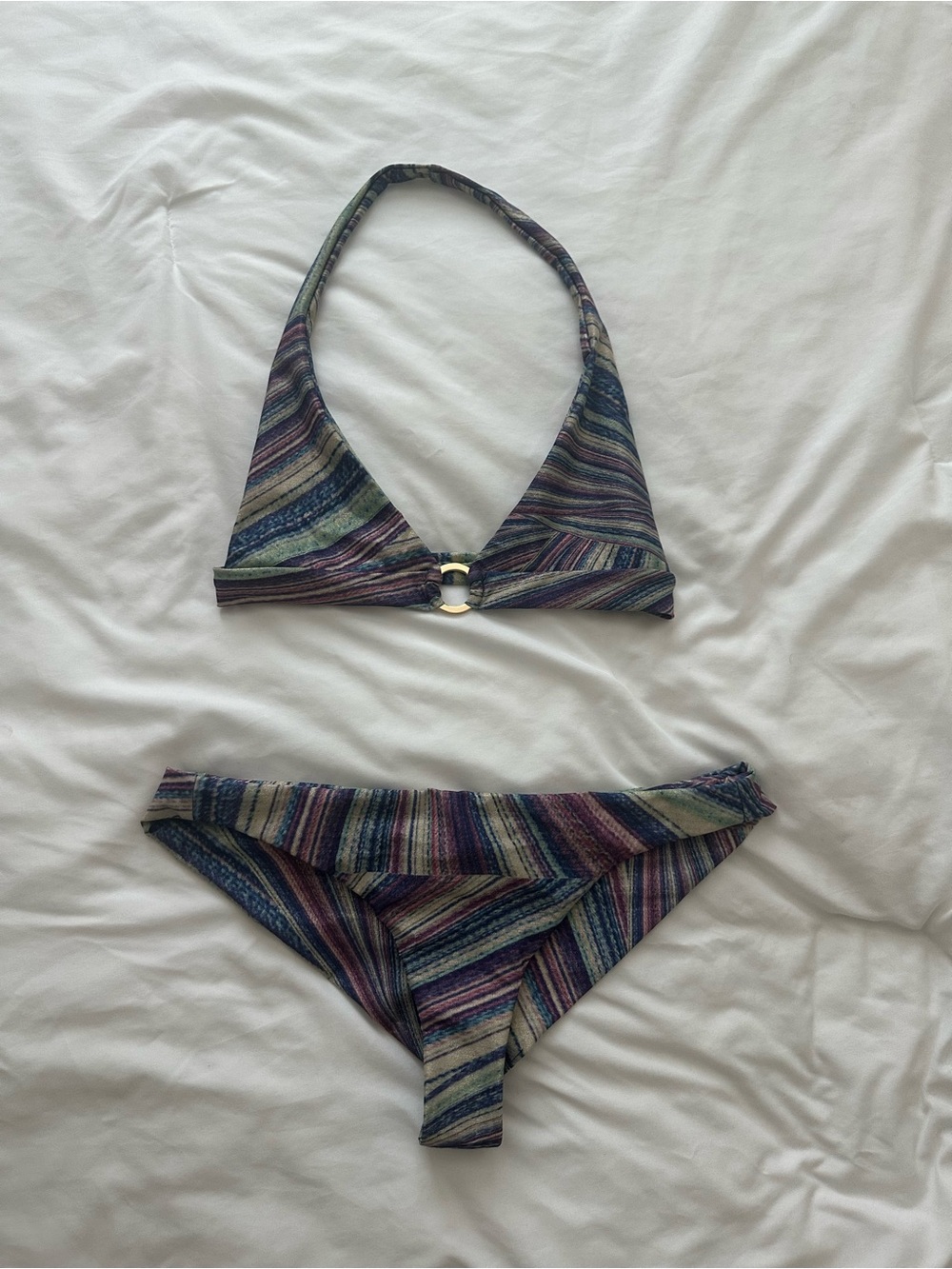 Women’s Frankie’s Multicolor Striped Halter Bikini Set
